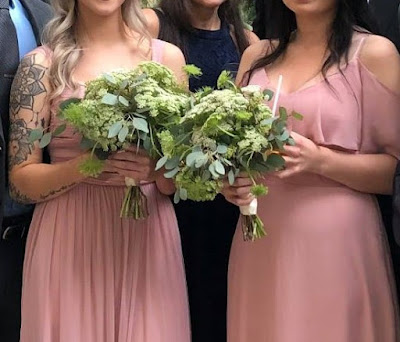 greens and queen anne's lace bridesmaid bouquets