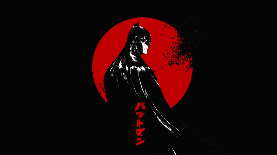 Batman Red Moon Dark Background HD 4K Wallpaper #