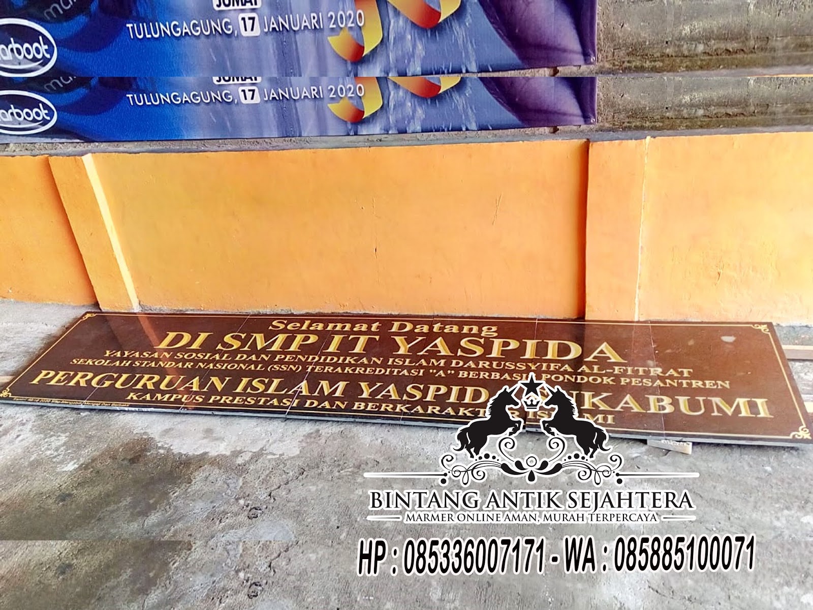 Papan Nama Sekolah Granit, Prasasti Papan Nama Marmer, Harga Papan Nama