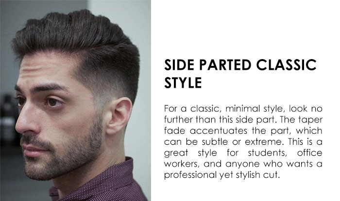 Side Parted Classic Style | 29 Different type of Tapper Fade Haircuts for Men | NeoStopZone