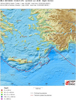 Cutremur moderat cu magnitudinea de 5,1-5,2 grade in regiunea de granita Ins.Dodecanese-Turcia
