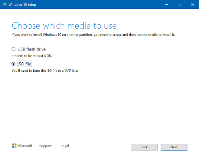 Create windows 10 installation media using Media creation tool