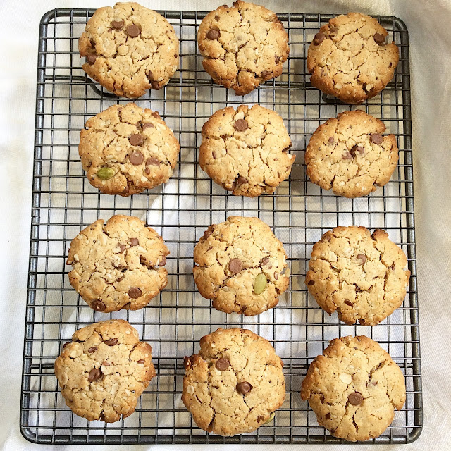 Chez Maximka Peanut, cashew & pecan butter oat cookies with chocolate