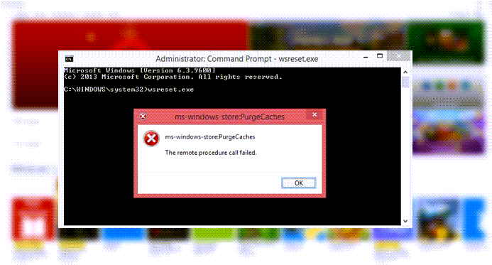 Windows ne trouve pas les caches de purge du magasin ms-windows