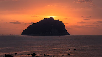 Island, Rock, Sunset, Sea, Landscape