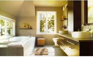Renovated traditional style bathroom.