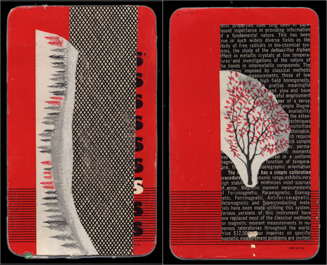 Abstract collages on back of playing cards