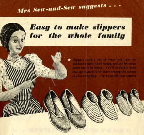 Mrs Sew-and-Sew suggests...Easy to make Slippers for the Whole Family free jps