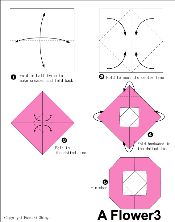 easy origami flower steps