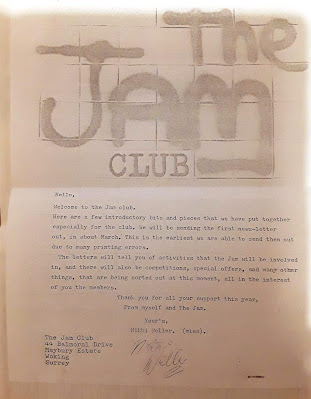 A letter from The Jam fan club