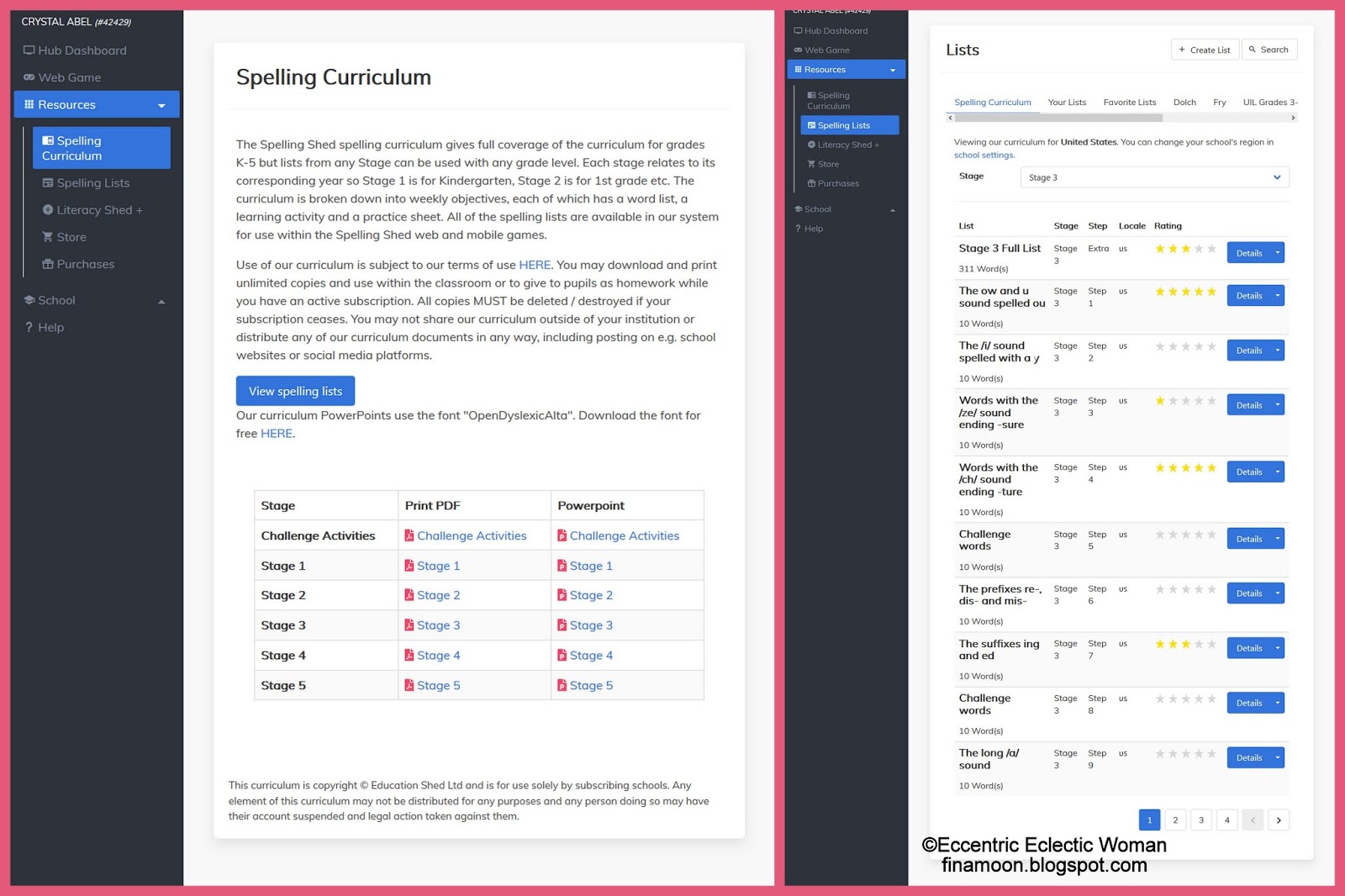 Eccentric Eclectic Woman Math Shed/Spelling Shed Review 