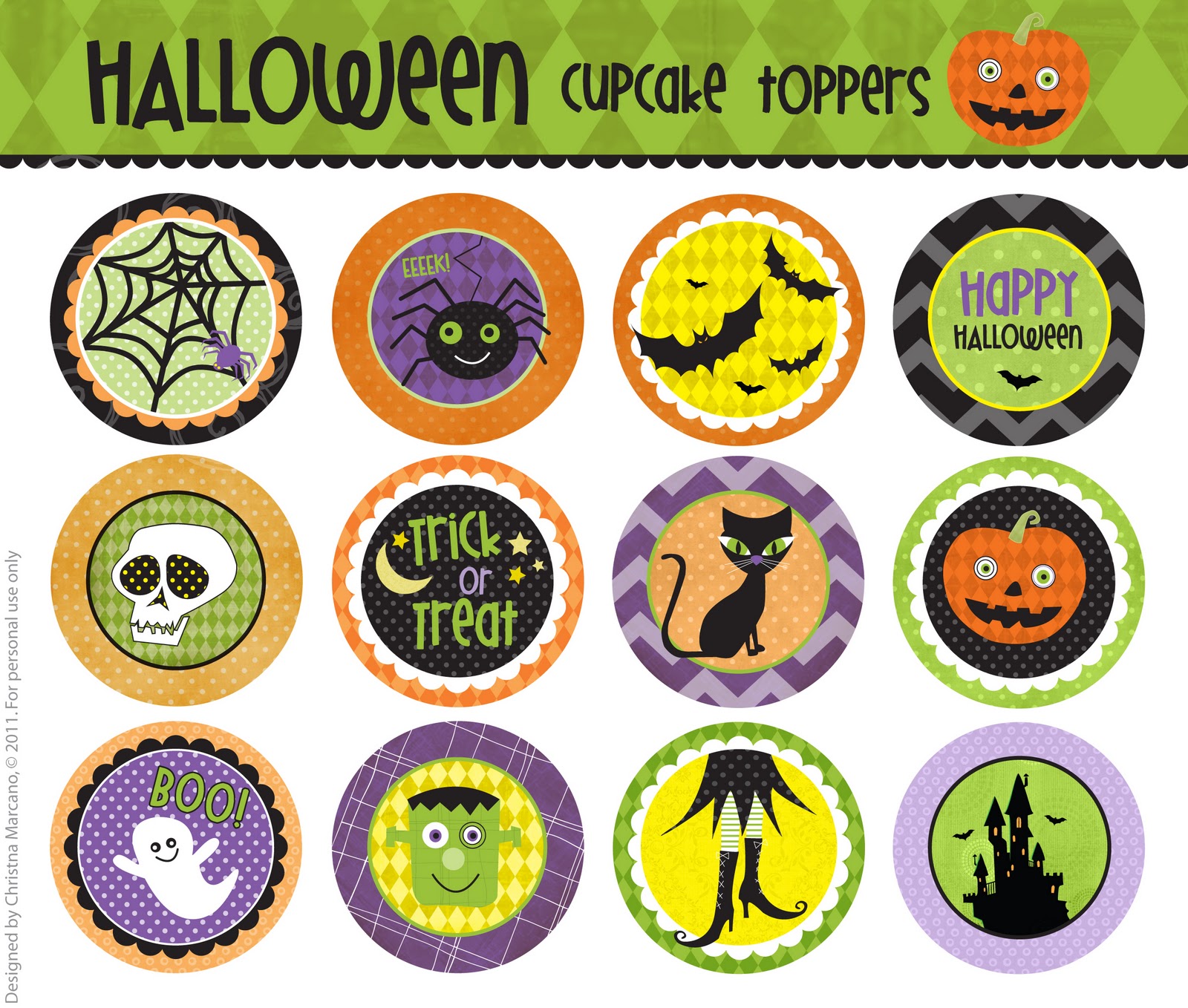 cm2 Halloween Cupcake Toppers F R E E Printable 