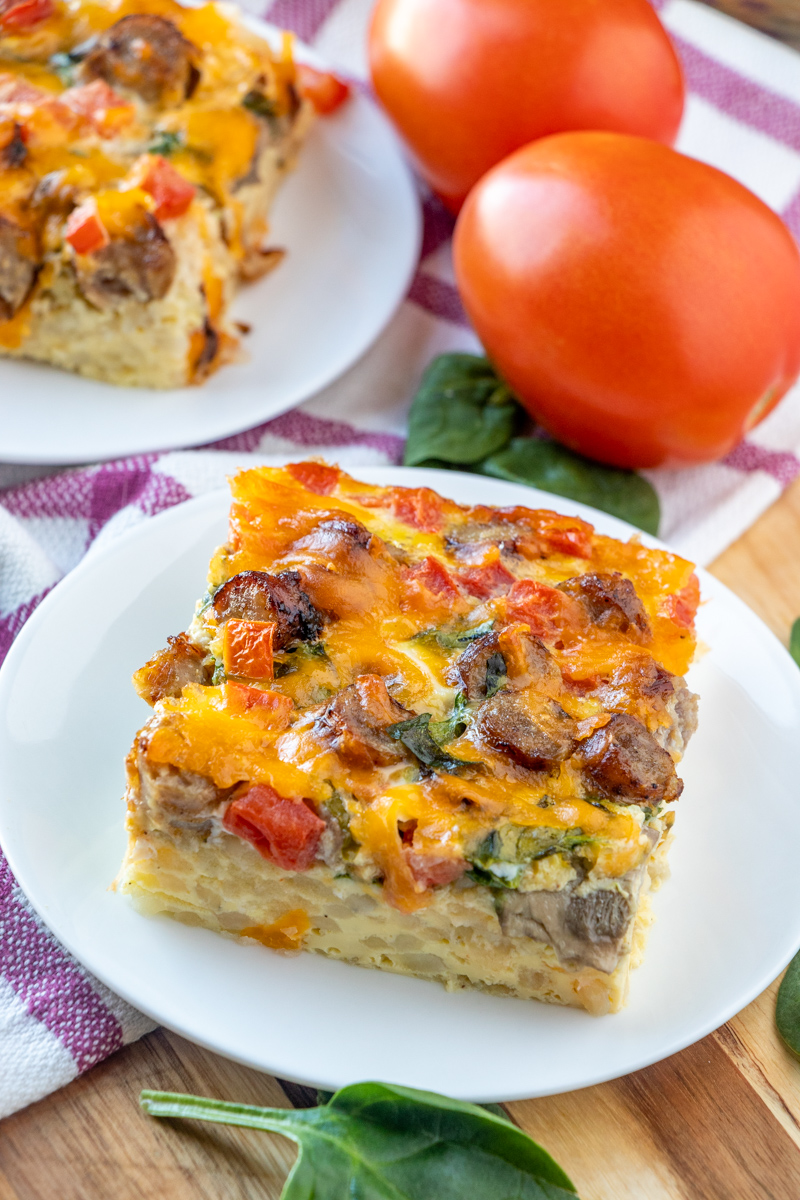 Cheesy Sausage and Vegetable Egg Hash Brown Breakfast Casserole Recipe