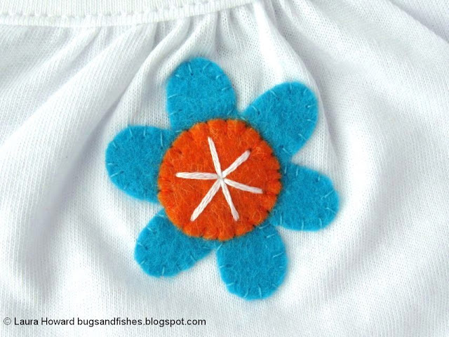 Floral Applique T-shirt Tutorial: sewing the flowers to the t-shirt