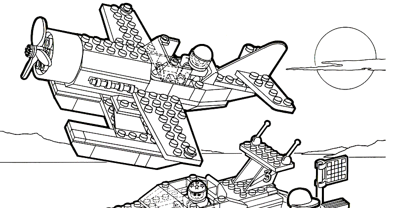 Lego Airplane Coloring Sheet - Lego Police Helicopter Coloring Page