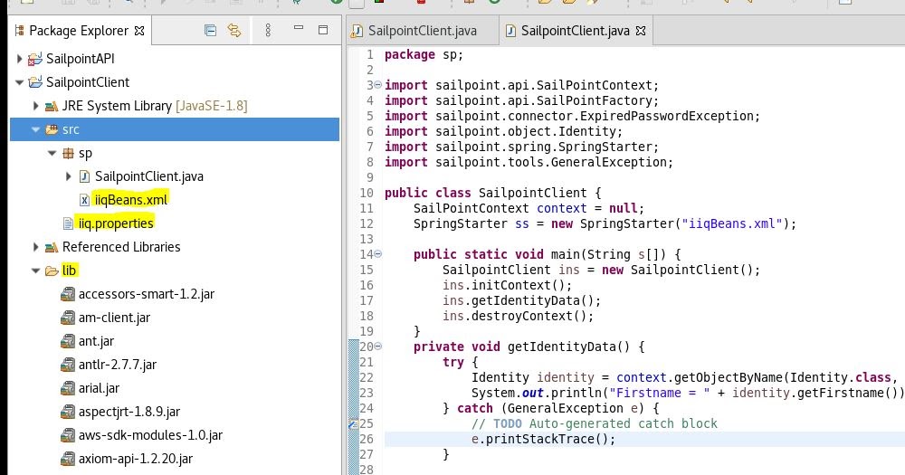 Sailpoint IIQ Sailpoint IdentityIQ API from Eclipse IDE
