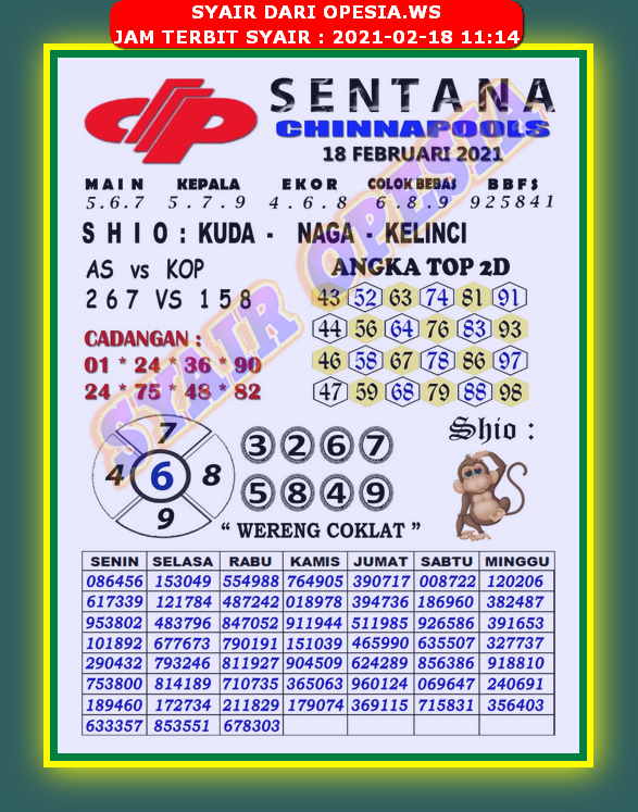 Syair Sdy Hari Ini Kamis 18 Februari 2021 Opesia Official