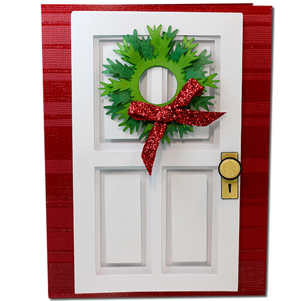JMRush Designs Coffered Christmas Wreath Door Card