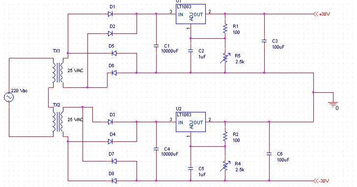 Schematic & Wiring Diagram: LM3886 , 100W Power Audio Amplifier circuit
