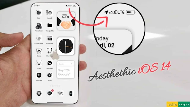Tema iOS iPhone 14 Aesthethic Untuk Oppo ColorOs 5, 6 dan 7 Serta Realme UI