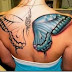 3D BLACK AND BLUE BUTTERFLY TATTOO ON WHOLE BACK