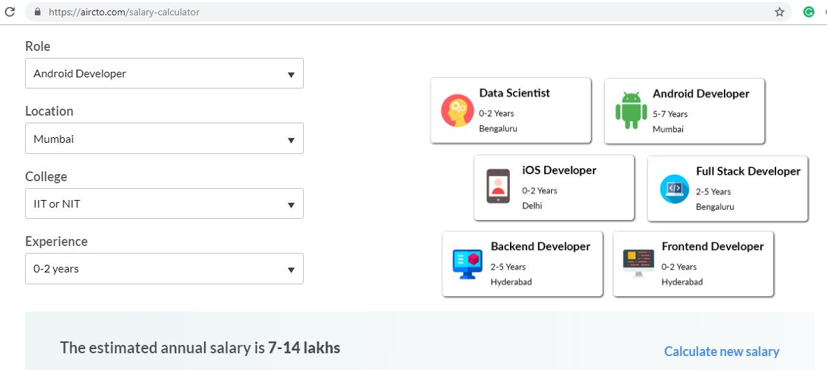 Freshers android developer salary in india