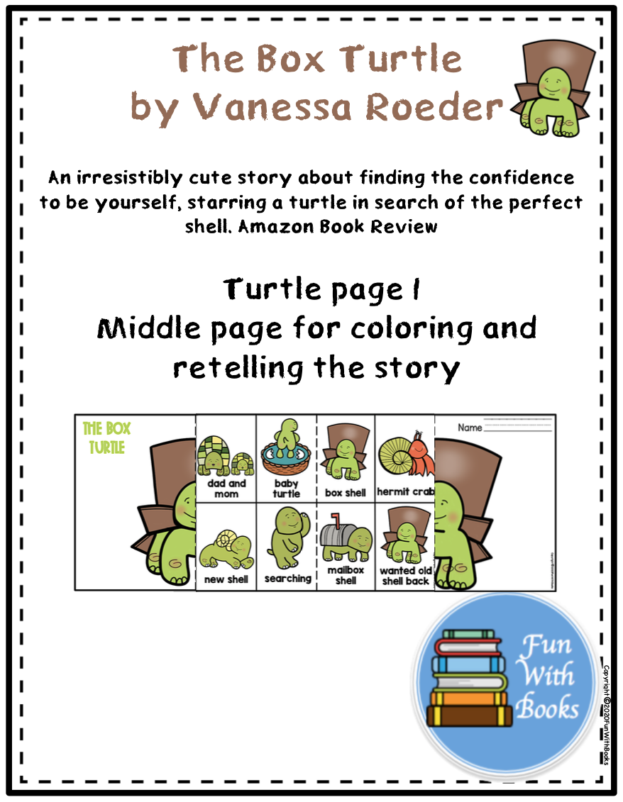 THE BOX TURTLE BOOK CRAFT & 5 PUPPET STICKS Book Units by Lynn