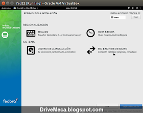 DriveMeca instalando Fedora Linux Workstation 22 paso a paso