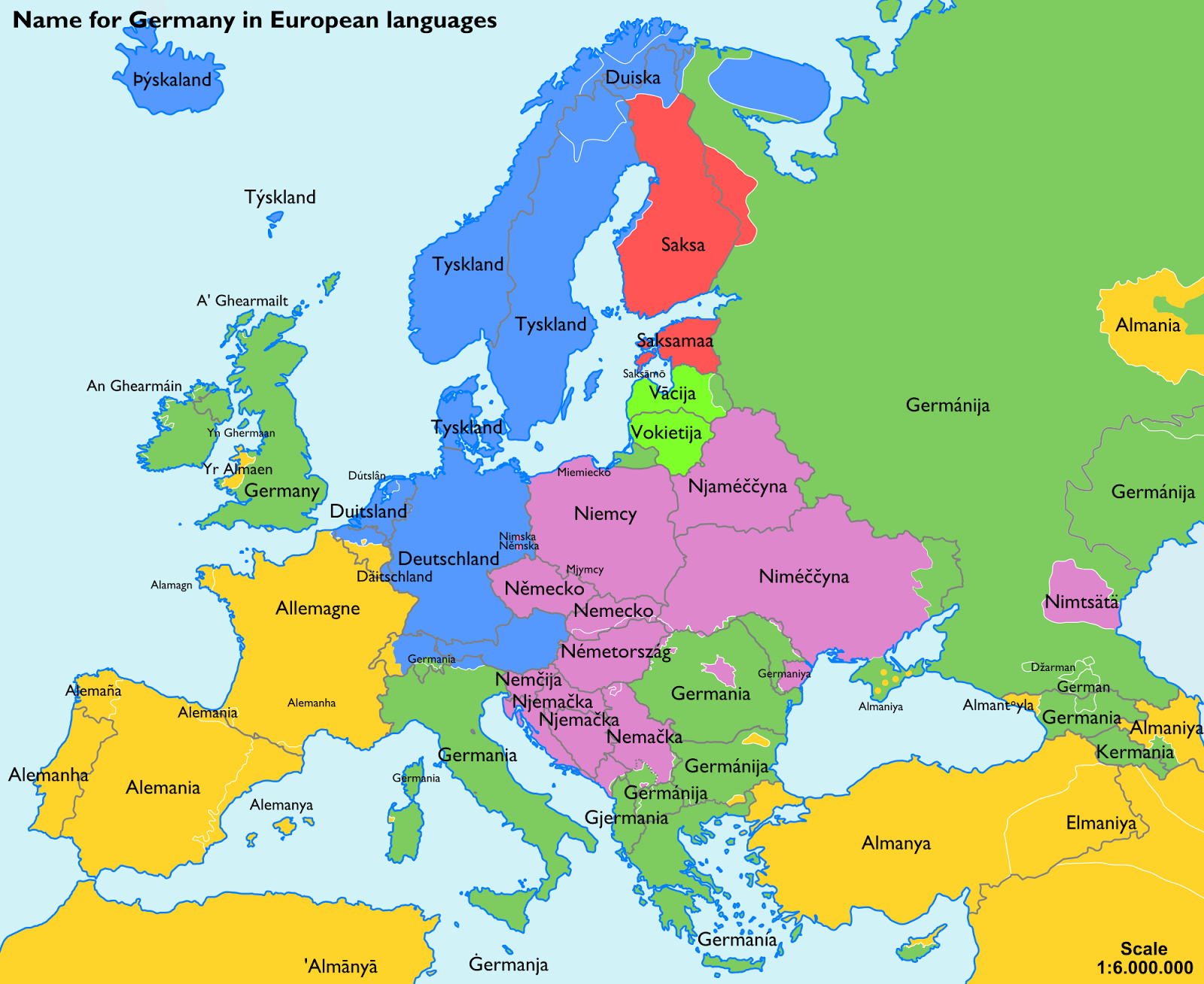 Landkartenblog: Europakarte: Deutschland in anderen Sprachen - Wir sind