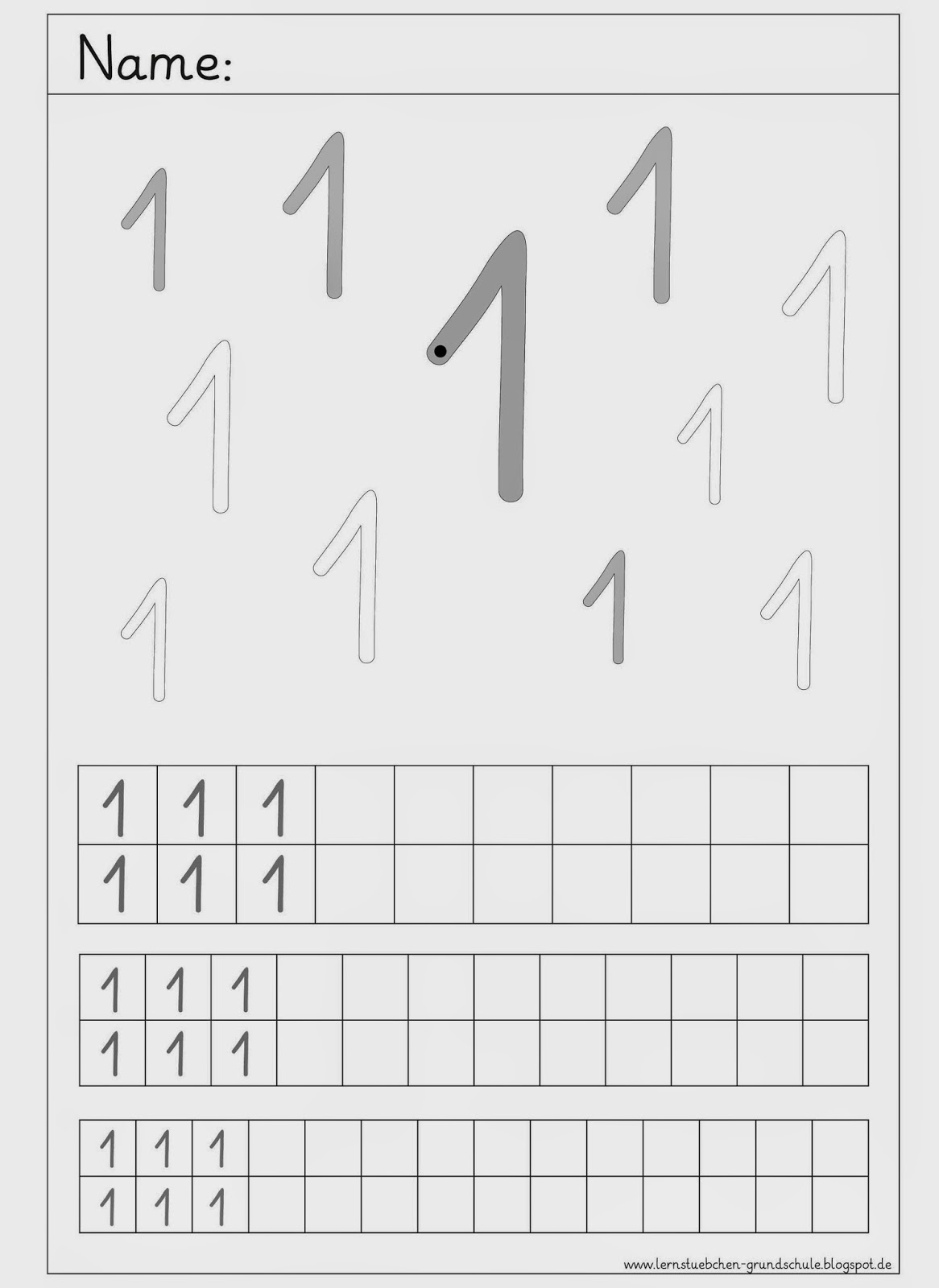Lernstübchen: Ziffern schreiben von 1 bis 3