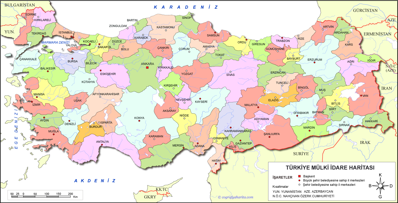 Türkiye İller Haritası – 81 ilin haritası