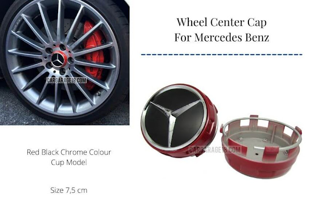 Red Black Chrome Wheel Center Cap Size 75mm For Mercedes Benz - Cup Model