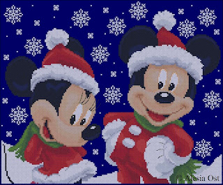 Free cross-stitch patterns, Christmas, cartoon, Disney, Mickey Mouse, Minnie, animal, mouse, winter, snowflake, cross-stitch, back stitch, cross-stitch scheme, free pattern, x-stitchmagic.blogspot.it, вышивка крестиком, бесплатная схема, punto croce, schemi punto croce gratis, DMC, blocks, symbols