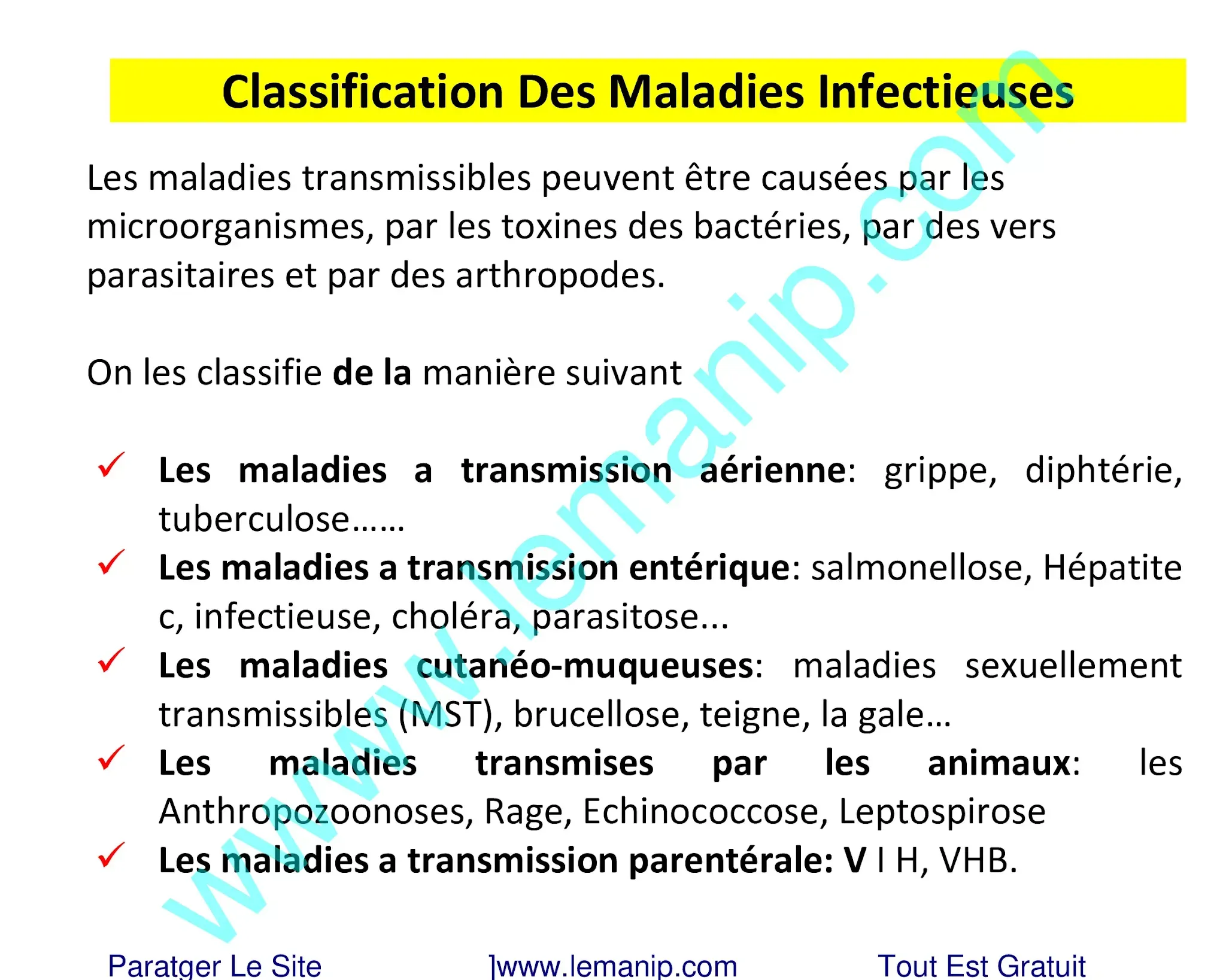 Classification Des Maladies Infectieuses