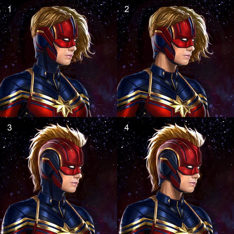 Mitologia en el Mundo del Comic: Avengers Endgame Capitana Marvel diversos  estilos peinado conceptual art