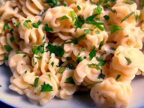 Radiatore with Fresh Herbs and Goat Cheese:  A delicate pasta combined with a decadent white cheese sauce and topped with the best mixture of fresh herbs makes a wonderful Spring meal.  - Slice of Southern