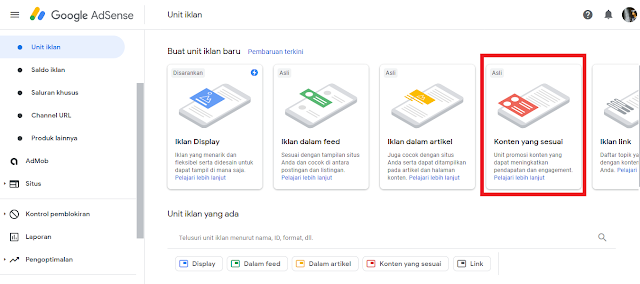 menambahkan iklan konten yang sesuai