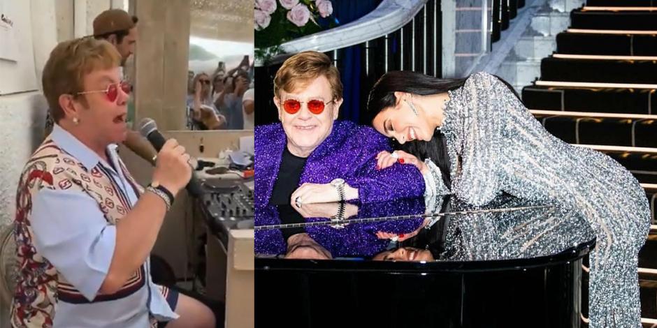 Elton John canta en un restaurante de Cannes su tema "Cold Heart" con Dua Lipa