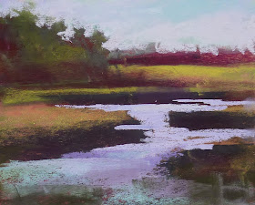 Painting My World: Mini Pastel Demo: Adding Water to a Boring Painting