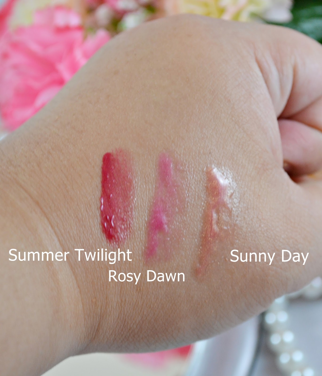 Burt's Bees Lip Gloss Summer Twilight, Rosy Dawn, Sunny Day All