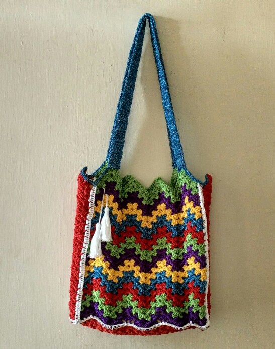 crochet kalaakari: Granny ripple bag tutorial with lining