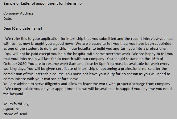 4+ Samples of Appointment Letter | Internship and Job Appointment Letter Samples