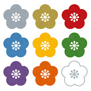 いろいろな色の梅の花のマーク