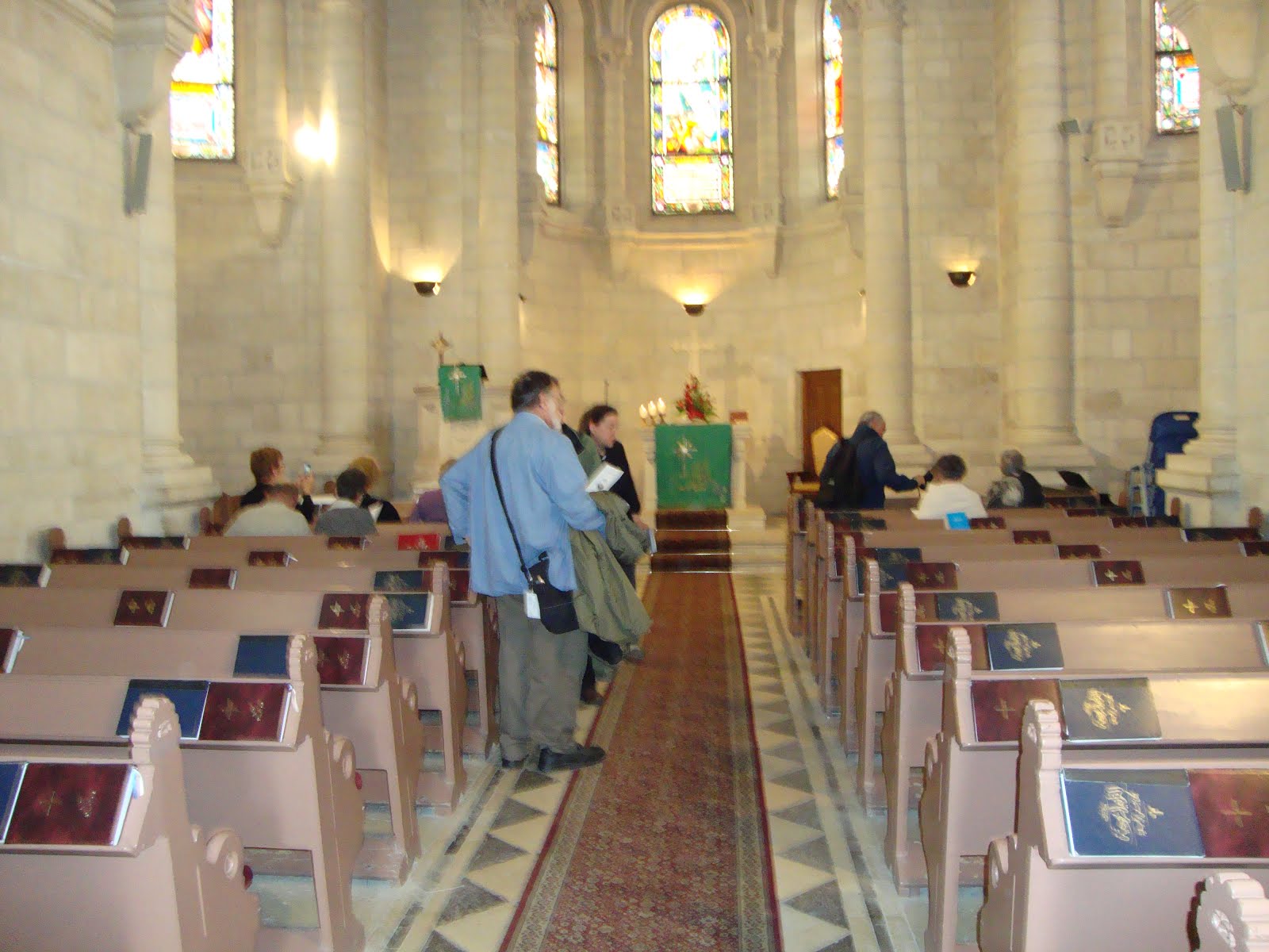 Hogfiddle Worshiping in Arabic at Christmas Lutheran Church in Bethlehem