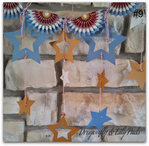 American Bunting, 4th of July Decor, Patriotic Bunting, USA, Stars, Gold, White, Blue, Red