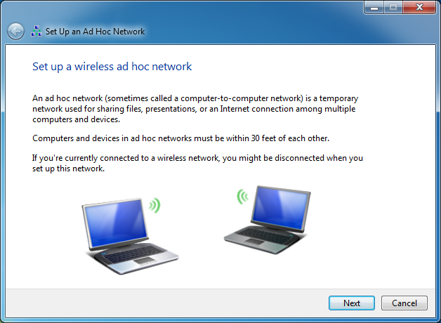 how to create ad hoc network in windows 7 wireless