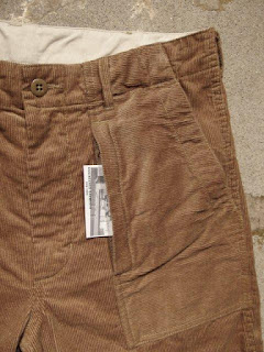 Engineered Garments "Fatigue Short in Khaki 14W Corduroy"