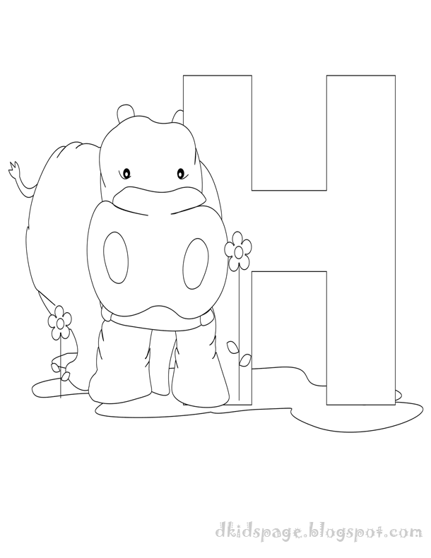 h is for hippo coloring pages - photo #18