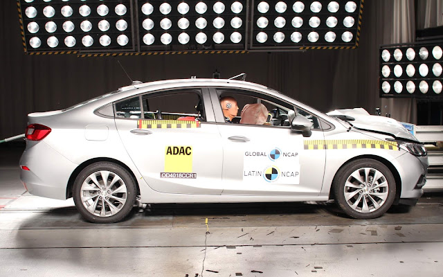 Chevrolet Cruze c/ 6 airbags obtém 9 estrelas - Latin NCAP