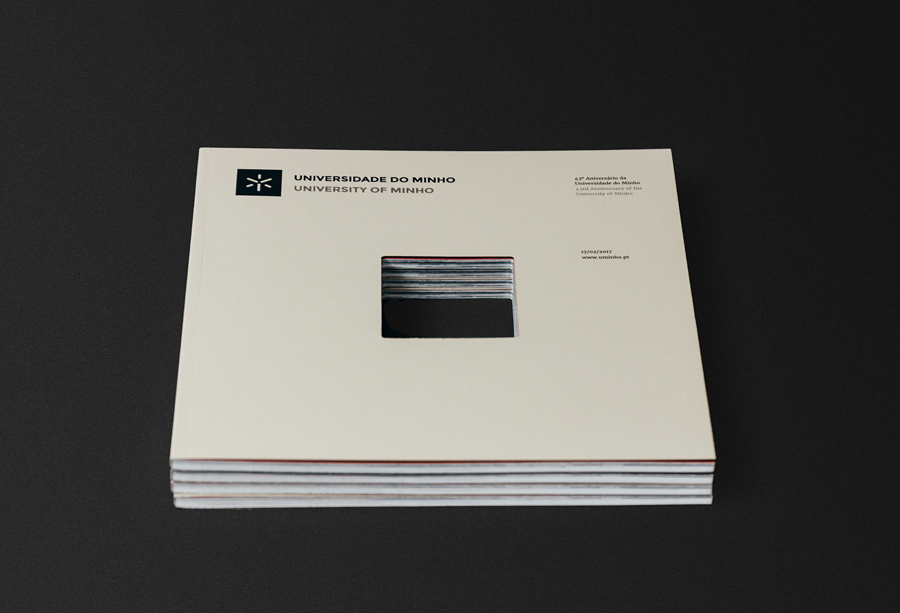 UMinho anniversary magazine by www.gen.pt magazine-gen design studio-cover-layout-paper-grey-orange-open